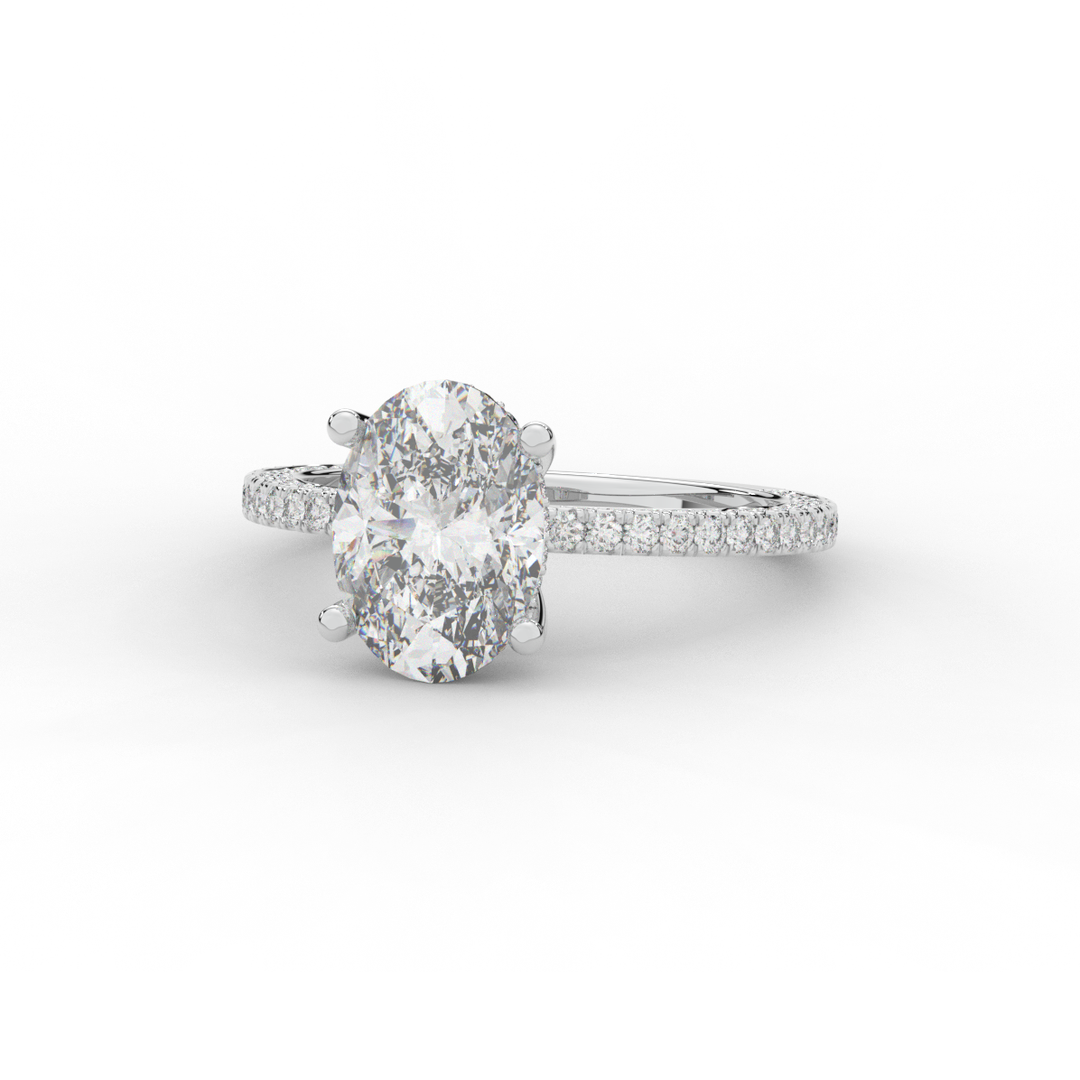 3.15CT.TW OVAL LAB DIAMOND SOLITAIRE ENGAGEMENT RING - Nazarelle