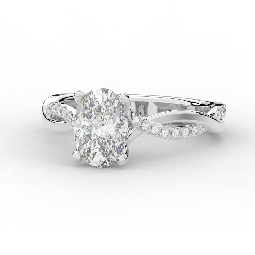 1.70CT.TW OVAL LAB DIAMOND TWIST BAND ENGAGEMENT RING - Nazarelle