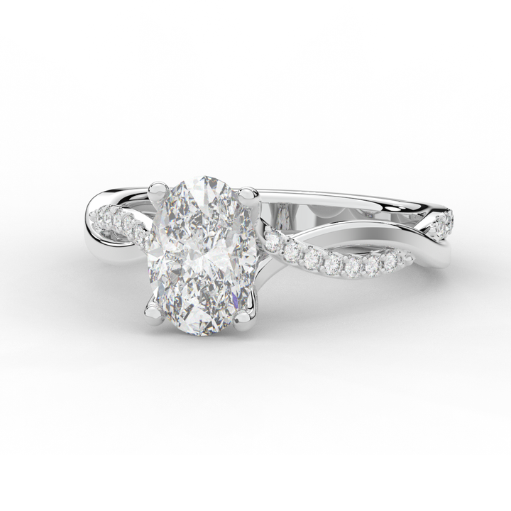 1.70CT.TW OVAL LAB DIAMOND TWIST BAND ENGAGEMENT RING - Nazarelle