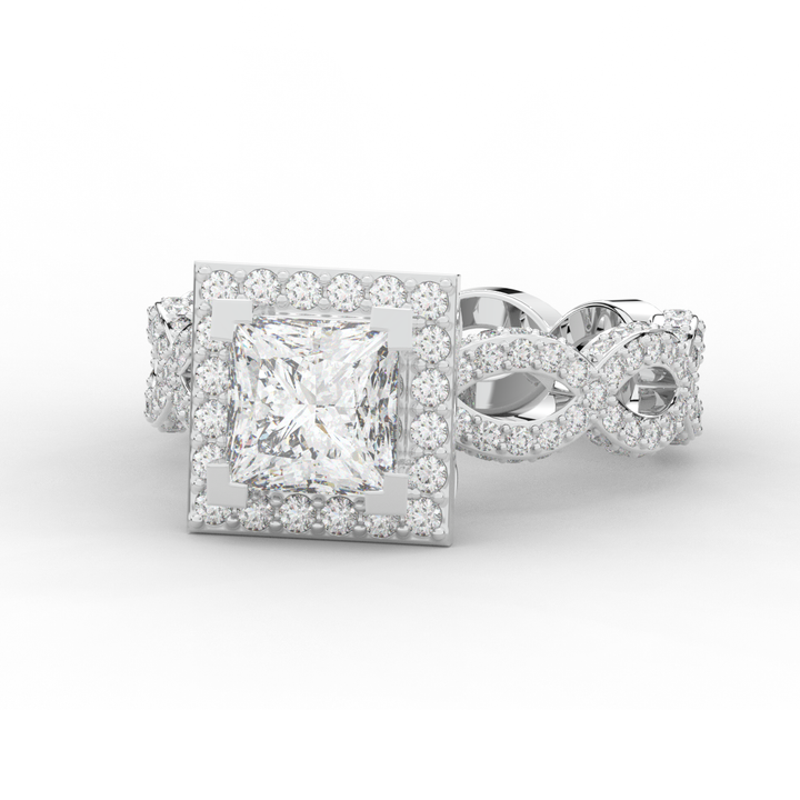 2.40CT.TW PRINCESS LAB DIAMOND HALO ENGAGEMENT RING - Nazarelle