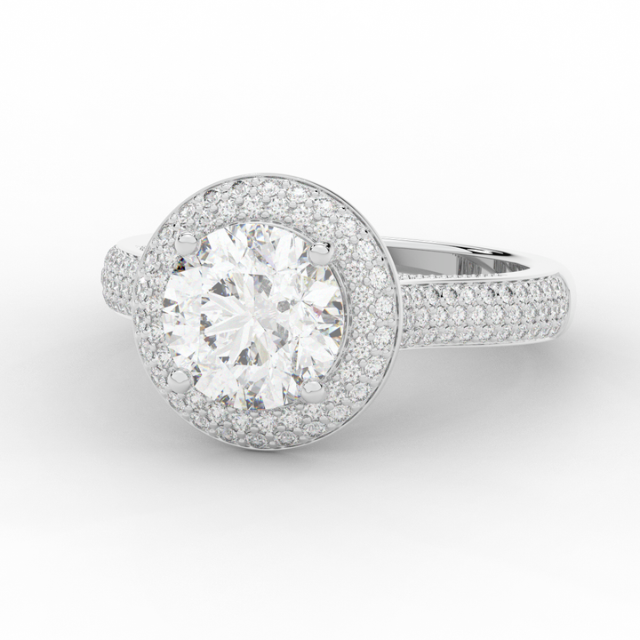2.45CT.TW ROUND LAB DIAMOND HALO ENGAGEMENT RING - Nazarelle