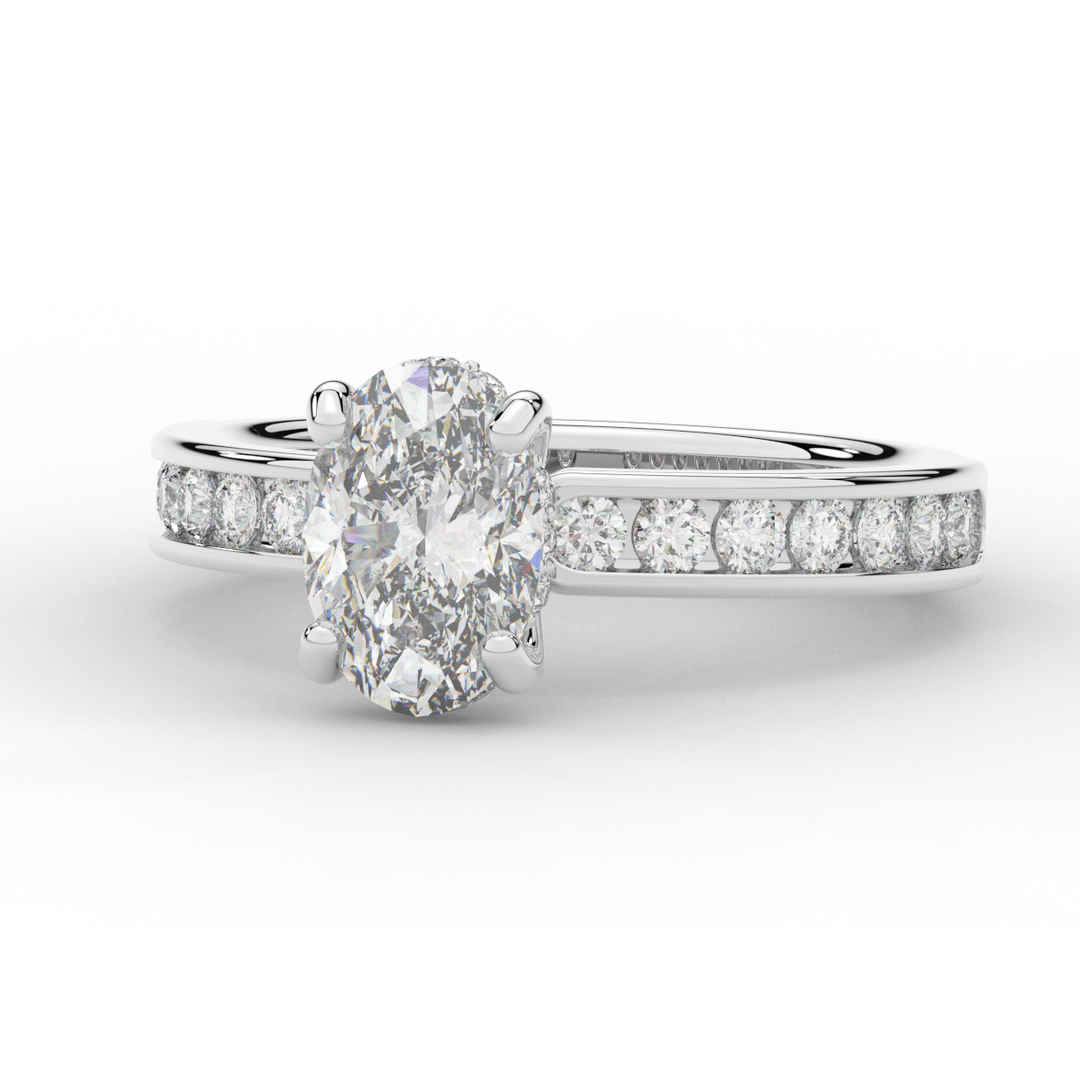 1.95CT.TW OVAL LAB DIAMOND UNDERHALO ENGAGEMENT RING - Nazarelle