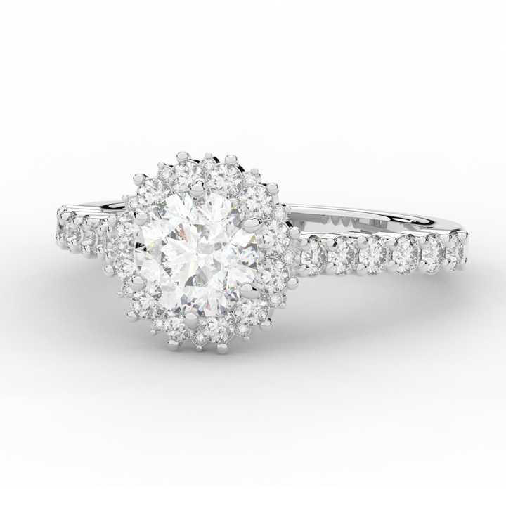 1.60CT.TW ROUND LAB DIAMOND HALO ENGAGEMENT RING - Nazarelle