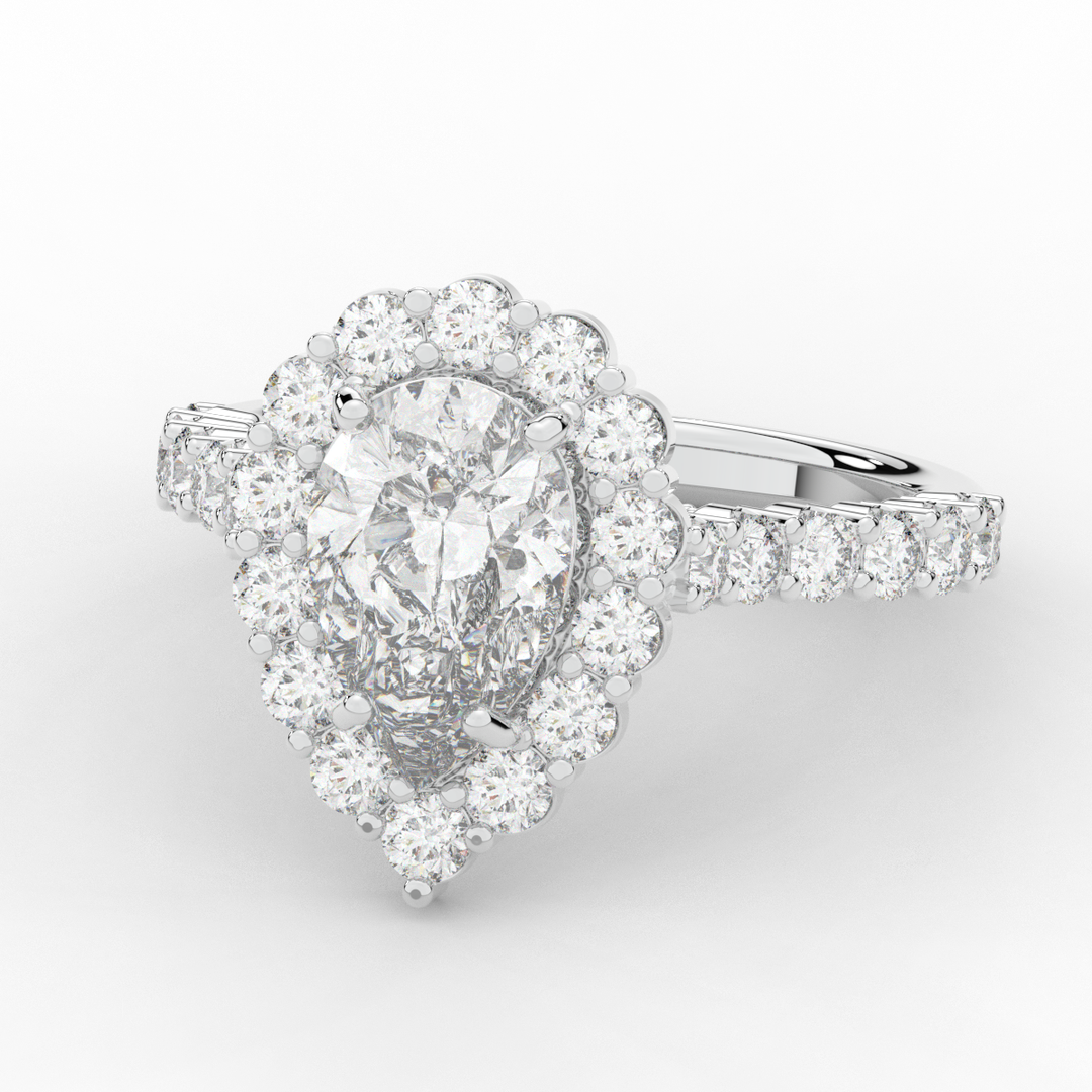 3.10CT.TW PEAR LAB DIAMOND HALO ENGAGEMENT RING - Nazarelle