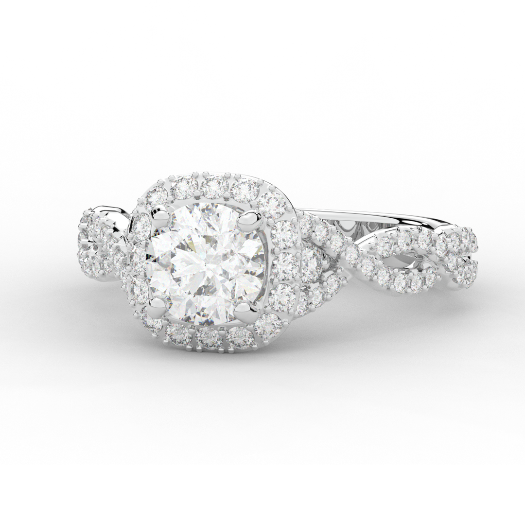 1.30CT.TW ROUND LAB DIAMOND HALO ENGAGEMENT RING - Nazarelle