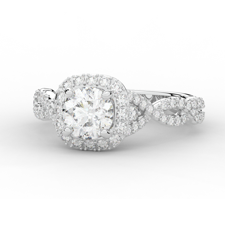 1.30CT.TW ROUND LAB DIAMOND HALO ENGAGEMENT RING - Nazarelle