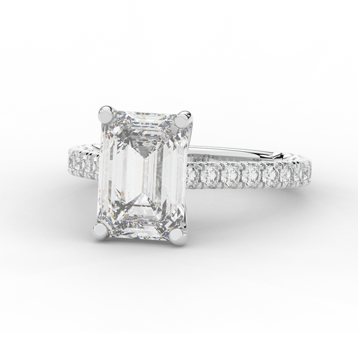 4.25CT.TW EMERALD CUT LAB DIAMOND SOLITAIRE ENGAGEMENT RING - Nazarelle