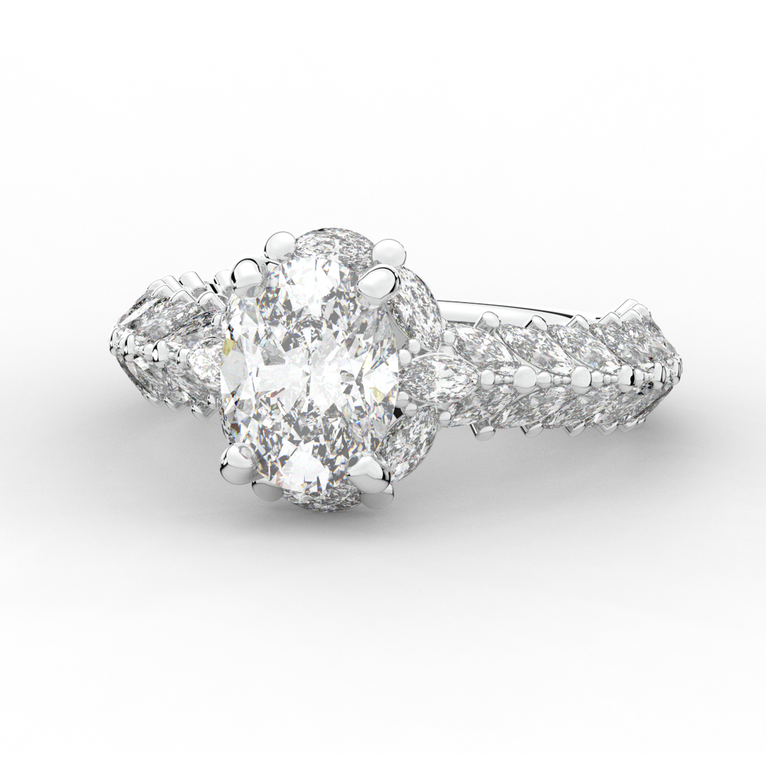 3.10CT.TW OVAL LAB DIAMOND HALO ENGAGEMENT RING - Nazarelle