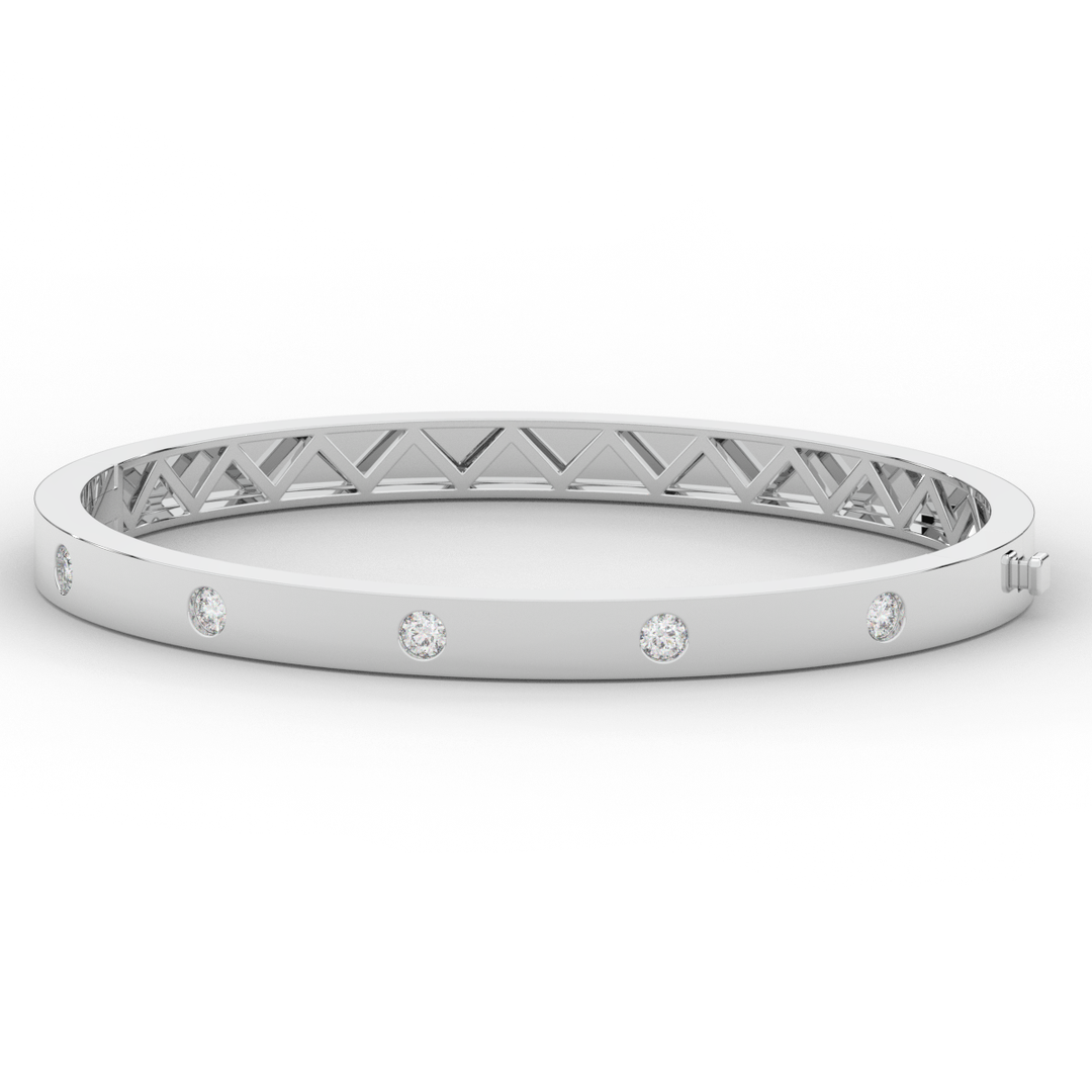 0.50CT.TW ROUND LAB DIAMOND BEZEL SET BANGLE - Nazarelle