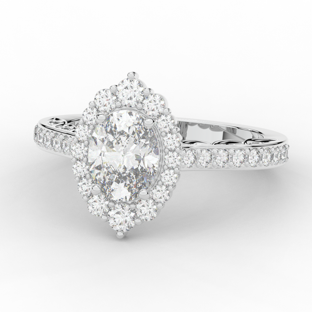 1.75CT.TW OVAL LAB DIAMOND HALO ENGAGEMENT RING - Nazarelle