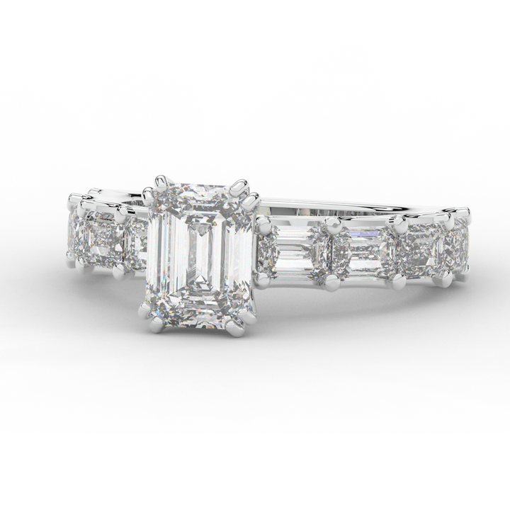 3.75CT.TW EMERALD CUT LAB DIAMOND SOLITAIRE ENGAGEMENT RING