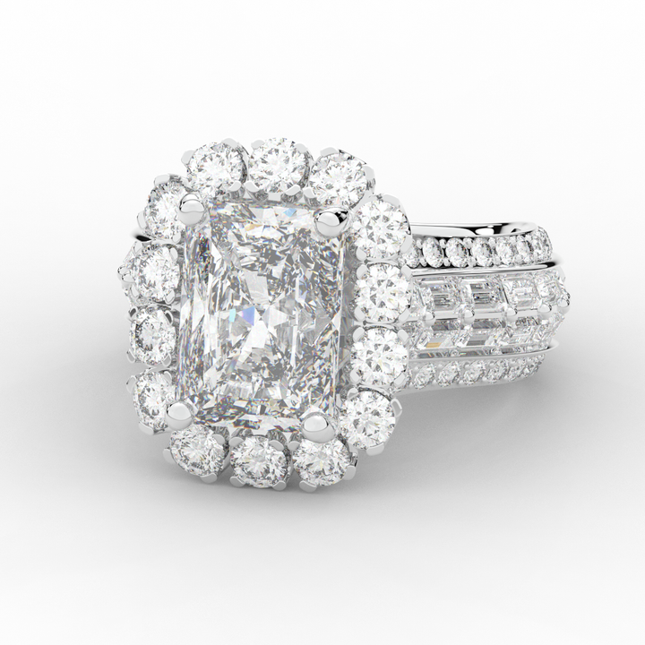 8.00CT.TW RADIANT LAB DIAMOND HALO ENGAGEMENT RING - Nazarelle
