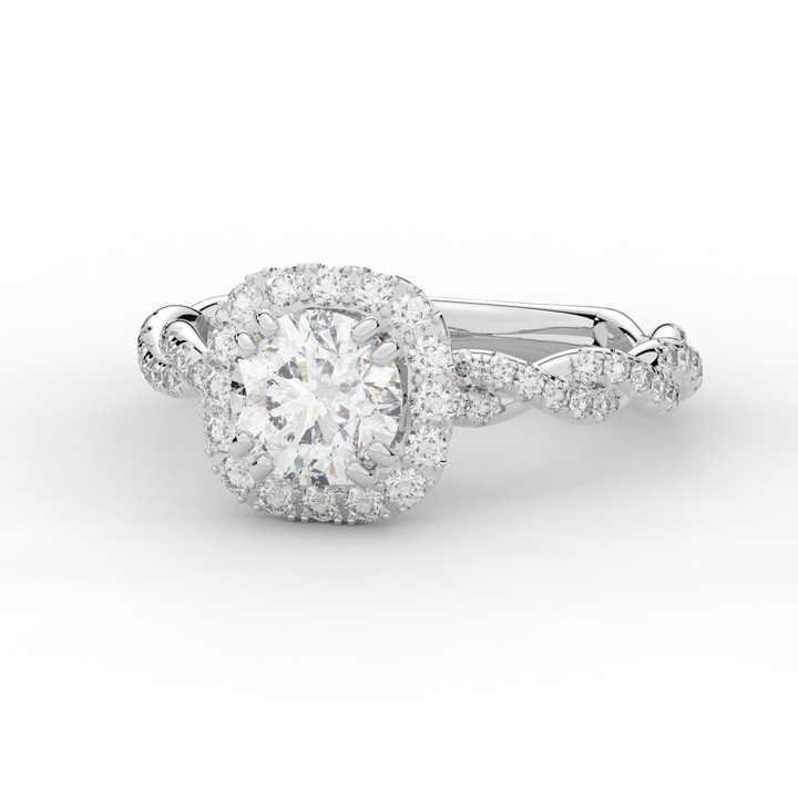 1.55CT.TW ROUND LAB DIAMOND HALO TWIST ENGAGEMENT RING - Nazarelle