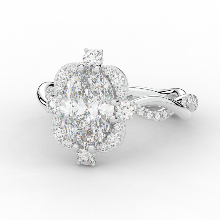 2.70CT.TW OVAL LAB DIAMOND HALO ENGAGEMENT RING - Nazarelle