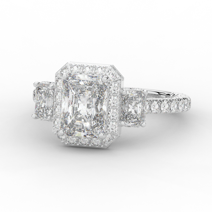 3.20CT.TW RADIANT LAB DIAMOND 3 STONE ENGAGEMENT RING - Nazarelle