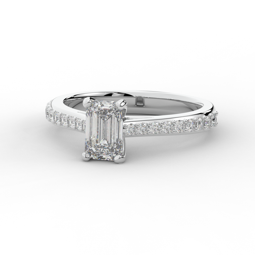 1.25CT.TW EMERALD CUT LAB DIAMOND SOLITAIRE ENGAGEMENT RING - Nazarelle