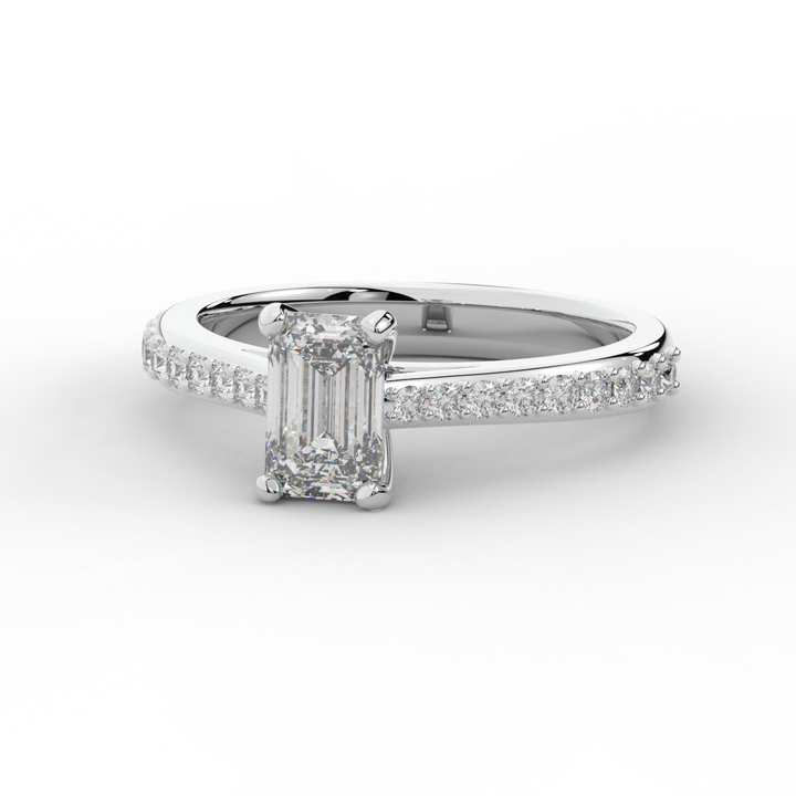 1.25CT.TW EMERALD CUT LAB DIAMOND SOLITAIRE ENGAGEMENT RING - Nazarelle