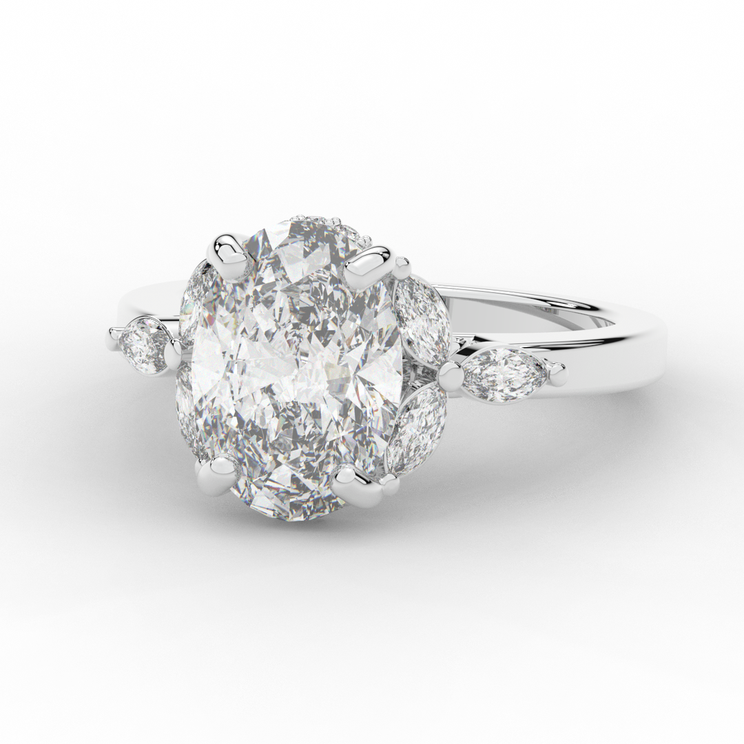 2.85CT.TW OVAL LAB DIAMOND ENGAGEMENT RING - Nazarelle