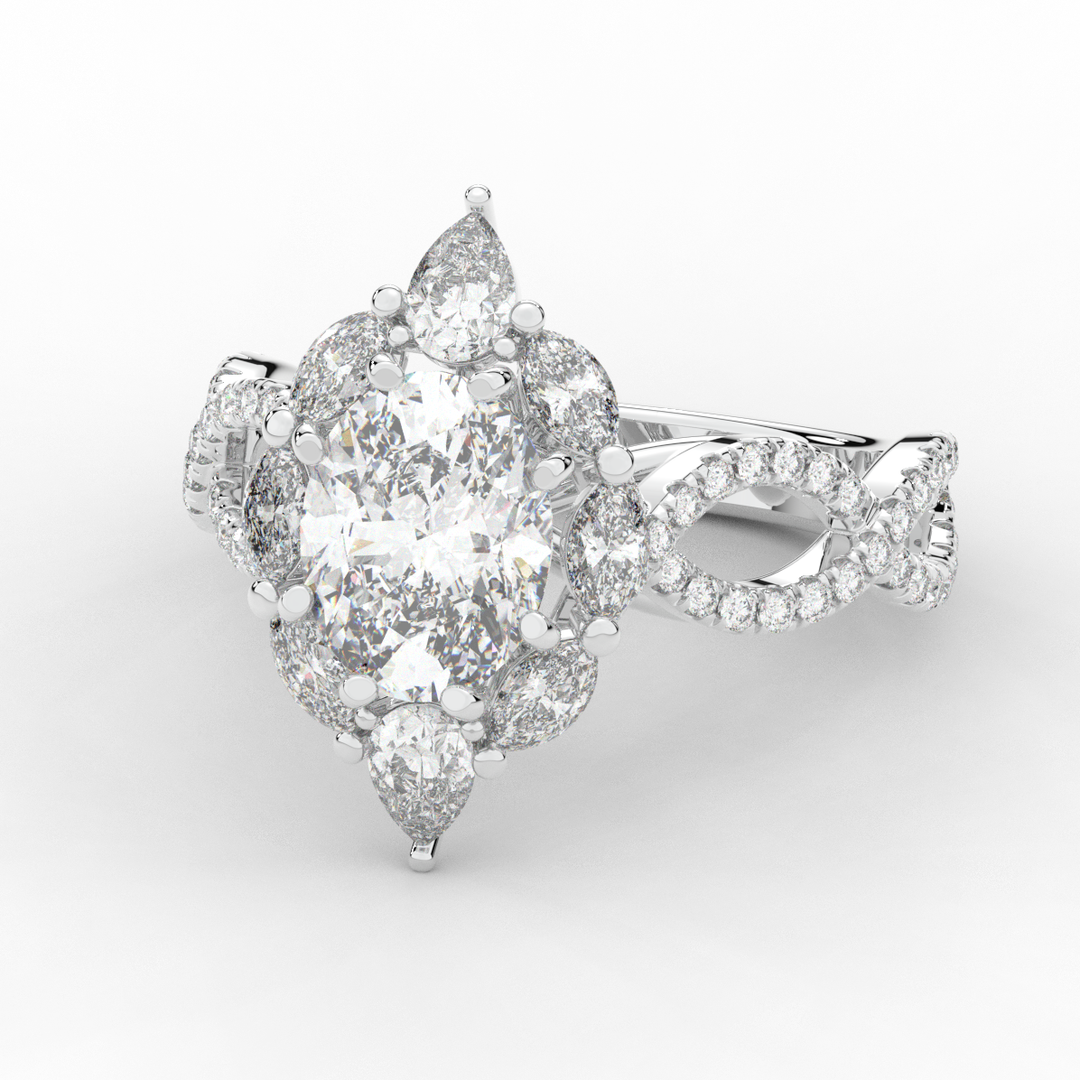 3.00CT.TW OVAL LAB DIAMOND HALO ENGAGEMENT RING - Nazarelle