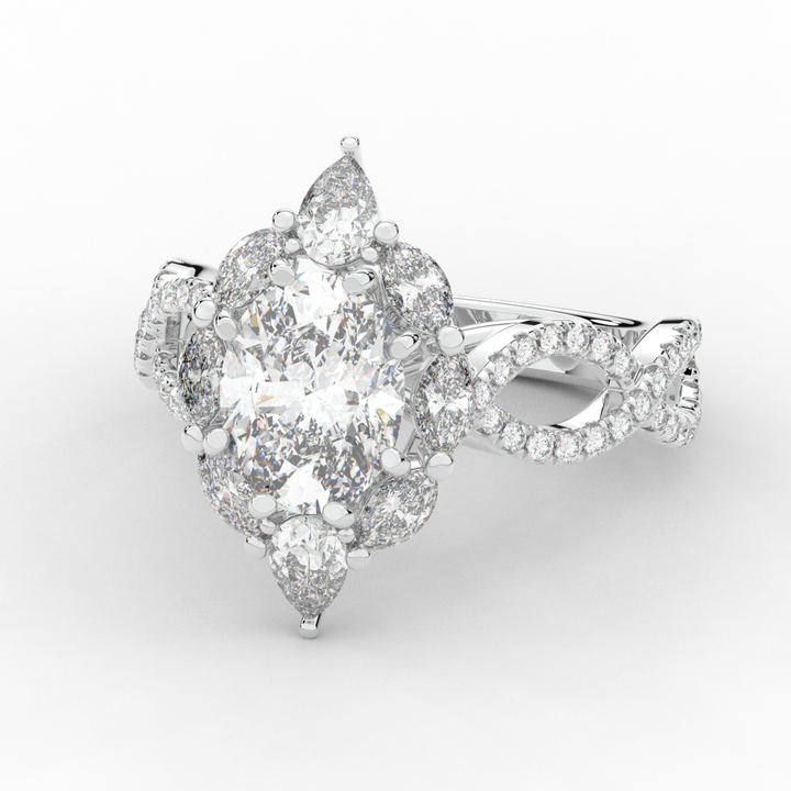 3.00CT.TW OVAL LAB DIAMOND HALO ENGAGEMENT RING - Nazarelle