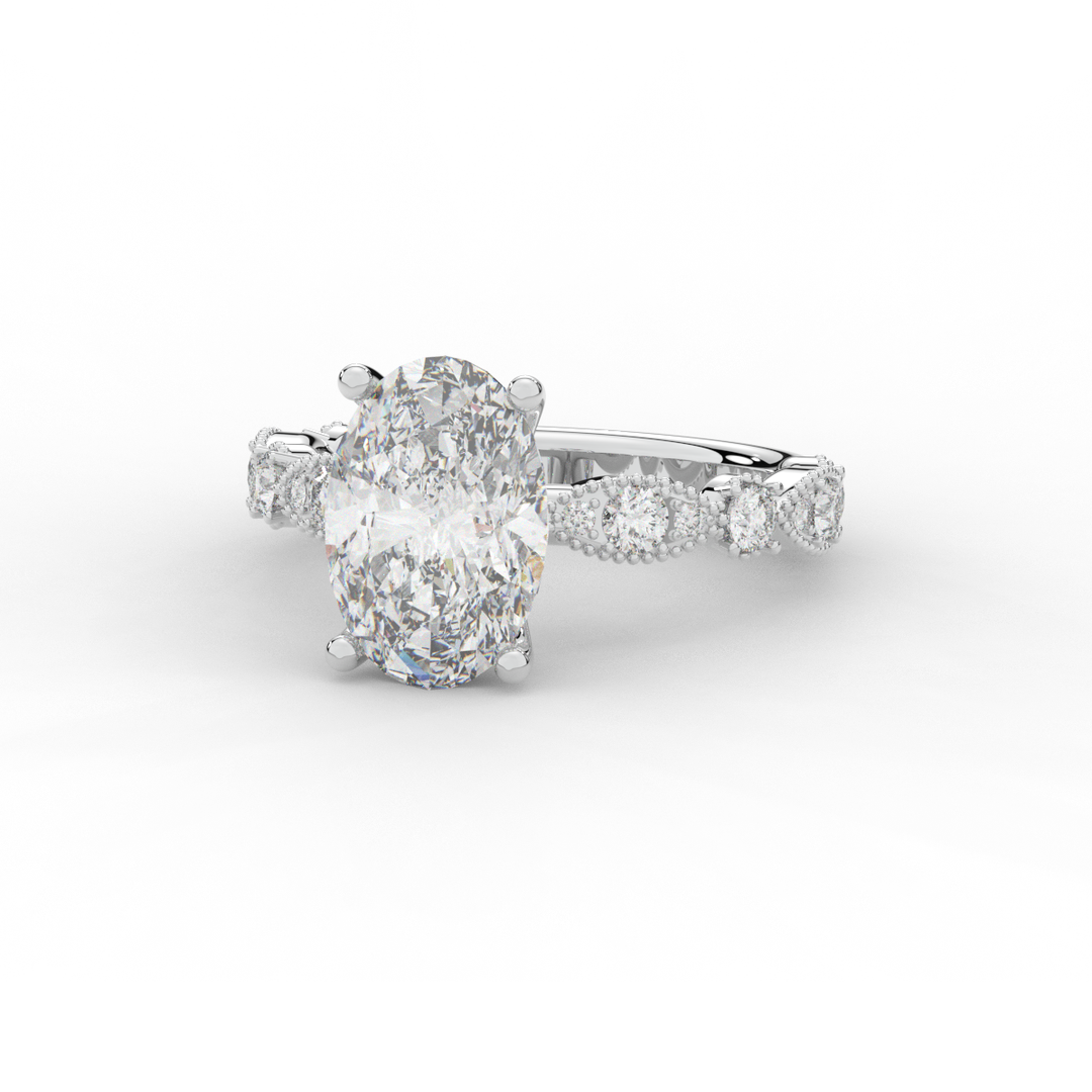 3.50CT.TW OVAL LAB DIAMOND SOLITAIRE ENGAGEMENT RING - Nazarelle