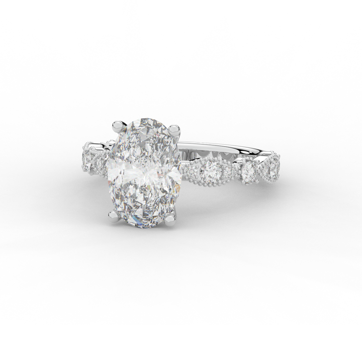 3.50CT.TW OVAL LAB DIAMOND SOLITAIRE ENGAGEMENT RING - Nazarelle