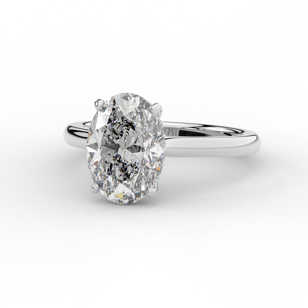 2.05CT.TW OVAL LAB DIAMOND UNDERHALO ENGAGEMENT RING - Nazarelle