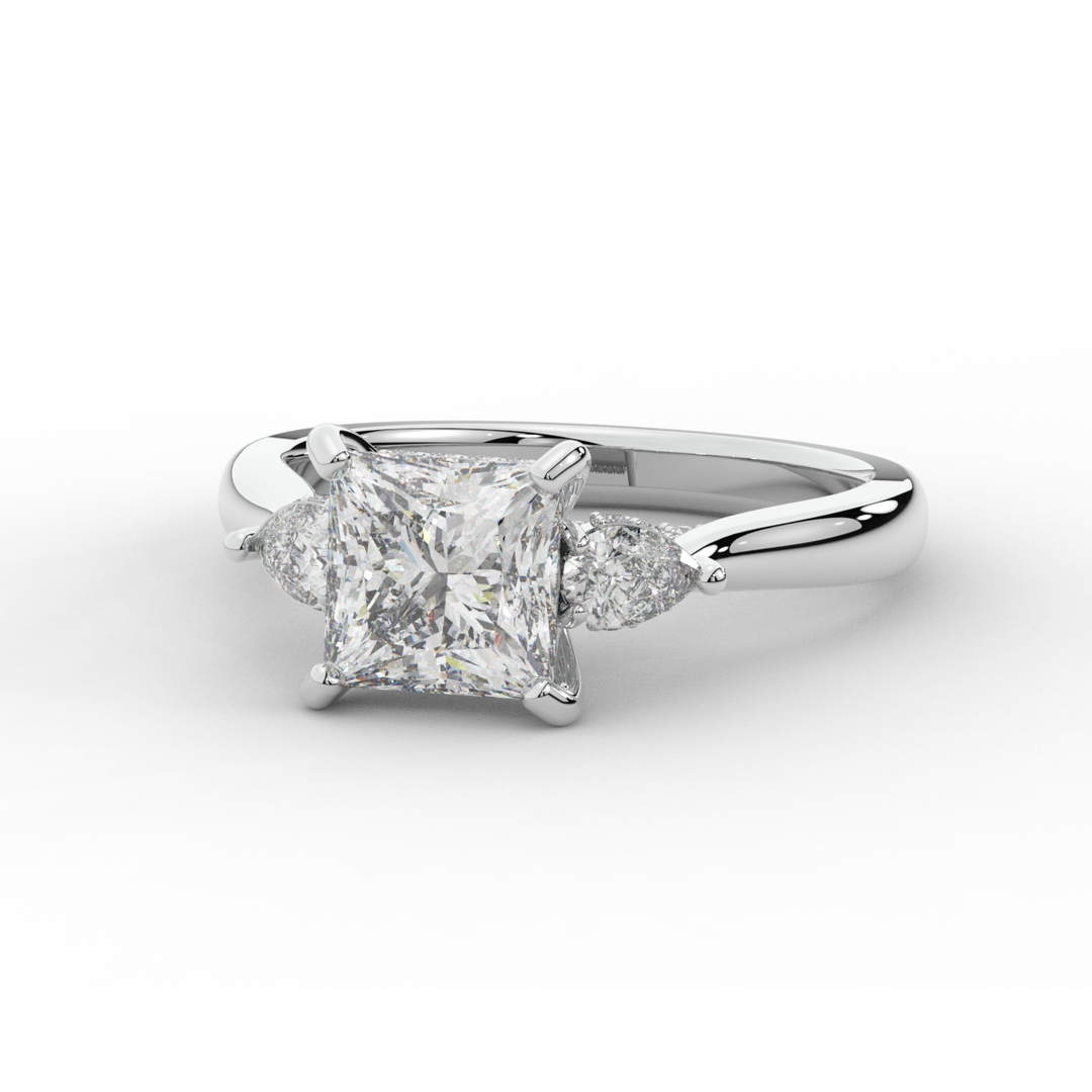 2.40CT.TW PRINCESS LAB DIAMOND 3 STONE ENGAGEMENT RING - Nazarelle