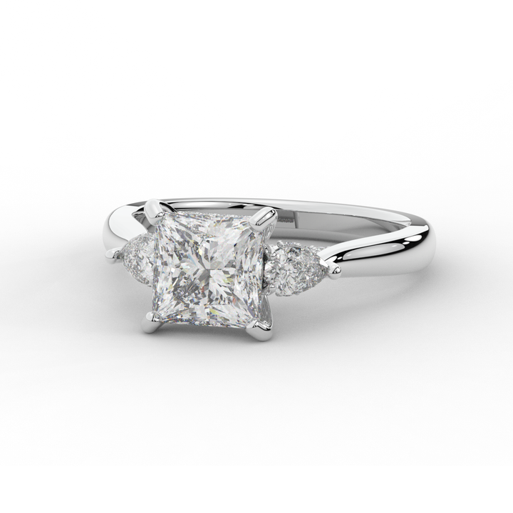 2.40CT.TW PRINCESS LAB DIAMOND 3 STONE ENGAGEMENT RING - Nazarelle