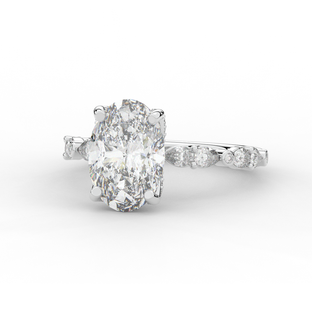 3.60CT.TW OVAL LAB DIAMOND SOLITAIRE ENGAGEMENT RING - Nazarelle