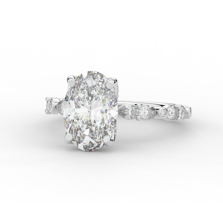 3.60CT.TW OVAL LAB DIAMOND SOLITAIRE ENGAGEMENT RING - Nazarelle