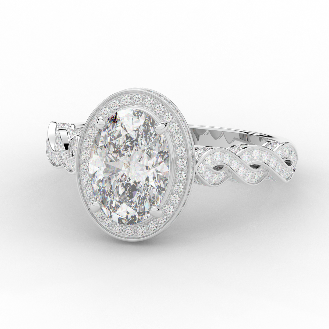 3.10CT.TW OVAL LAB DIAMOND HALO ENGAGEMENT RING - Nazarelle