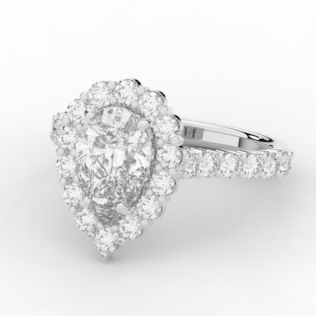 3.10CT.TW PEAR LAB DIAMOND HALO ENGAGEMENT RING - Nazarelle