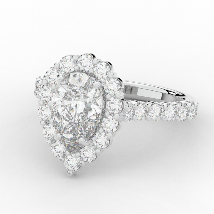 3.10CT.TW PEAR LAB DIAMOND HALO ENGAGEMENT RING - Nazarelle