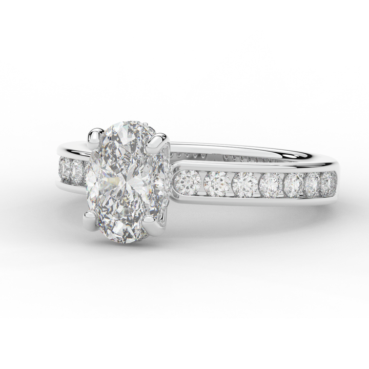1.95CT.TW OVAL LAB DIAMOND UNDERHALO ENGAGEMENT RING - Nazarelle