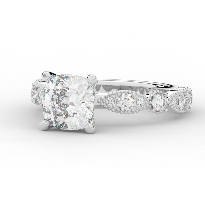 2.50CT.TW CUSHION LAB DIAMOND SOLITAIRE ENGAGEMENT RING - Nazarelle