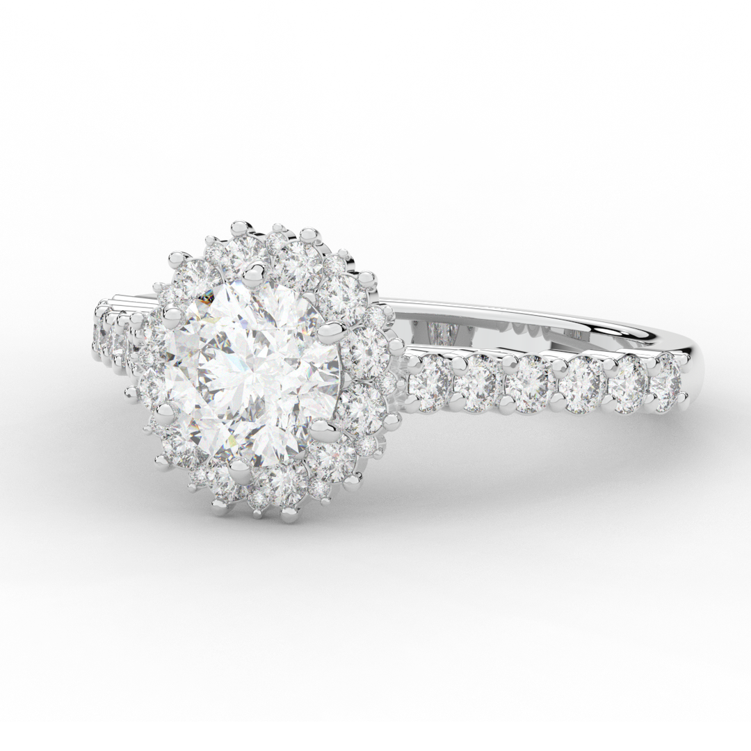 1.60CT.TW ROUND LAB DIAMOND HALO ENGAGEMENT RING - Nazarelle