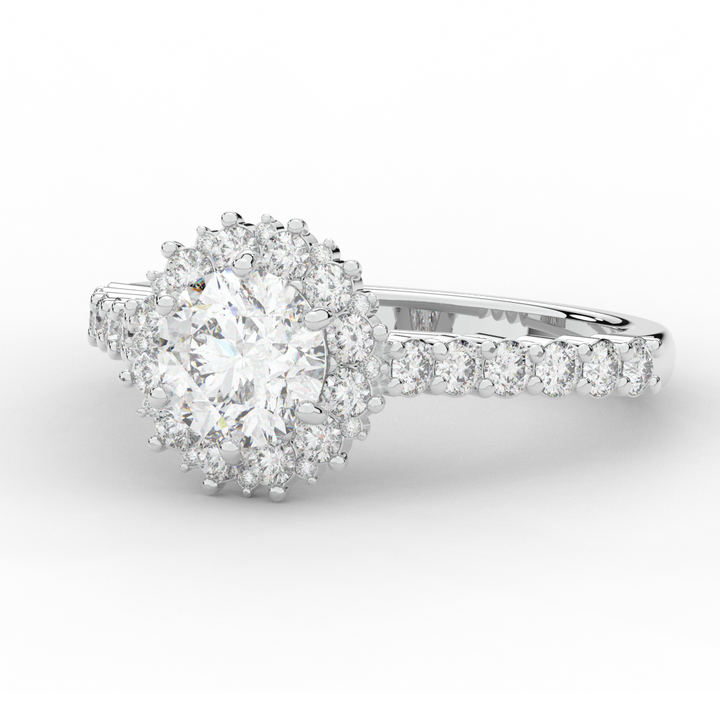 1.60CT.TW ROUND LAB DIAMOND HALO ENGAGEMENT RING - Nazarelle