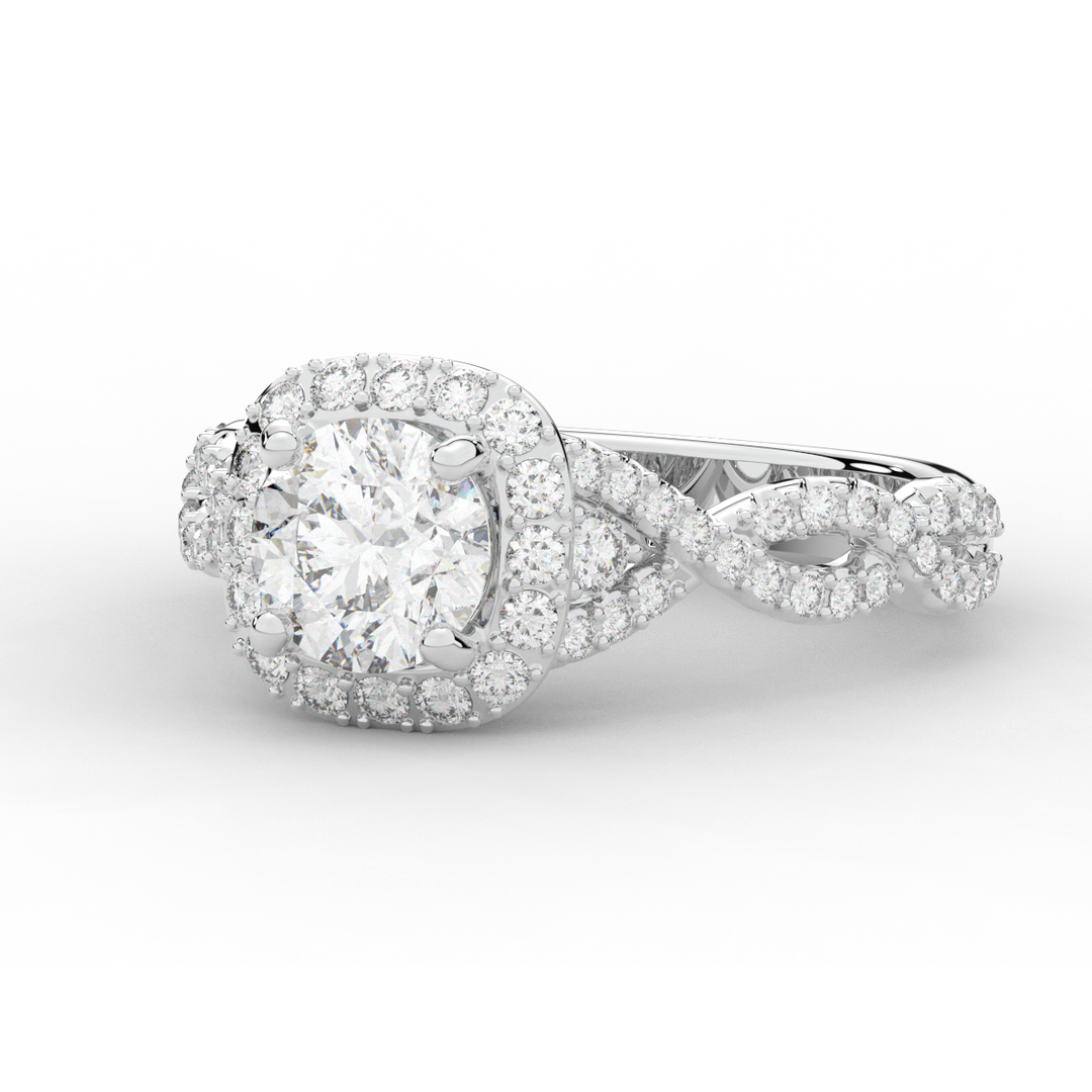 1.30CT.TW ROUND LAB DIAMOND HALO ENGAGEMENT RING - Nazarelle