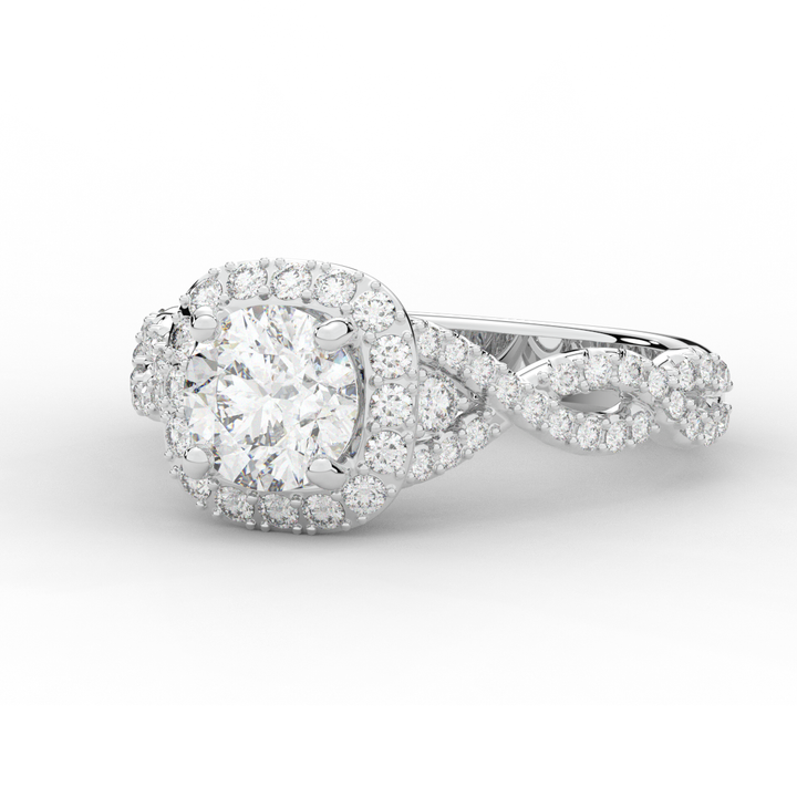 1.30CT.TW ROUND LAB DIAMOND HALO ENGAGEMENT RING - Nazarelle