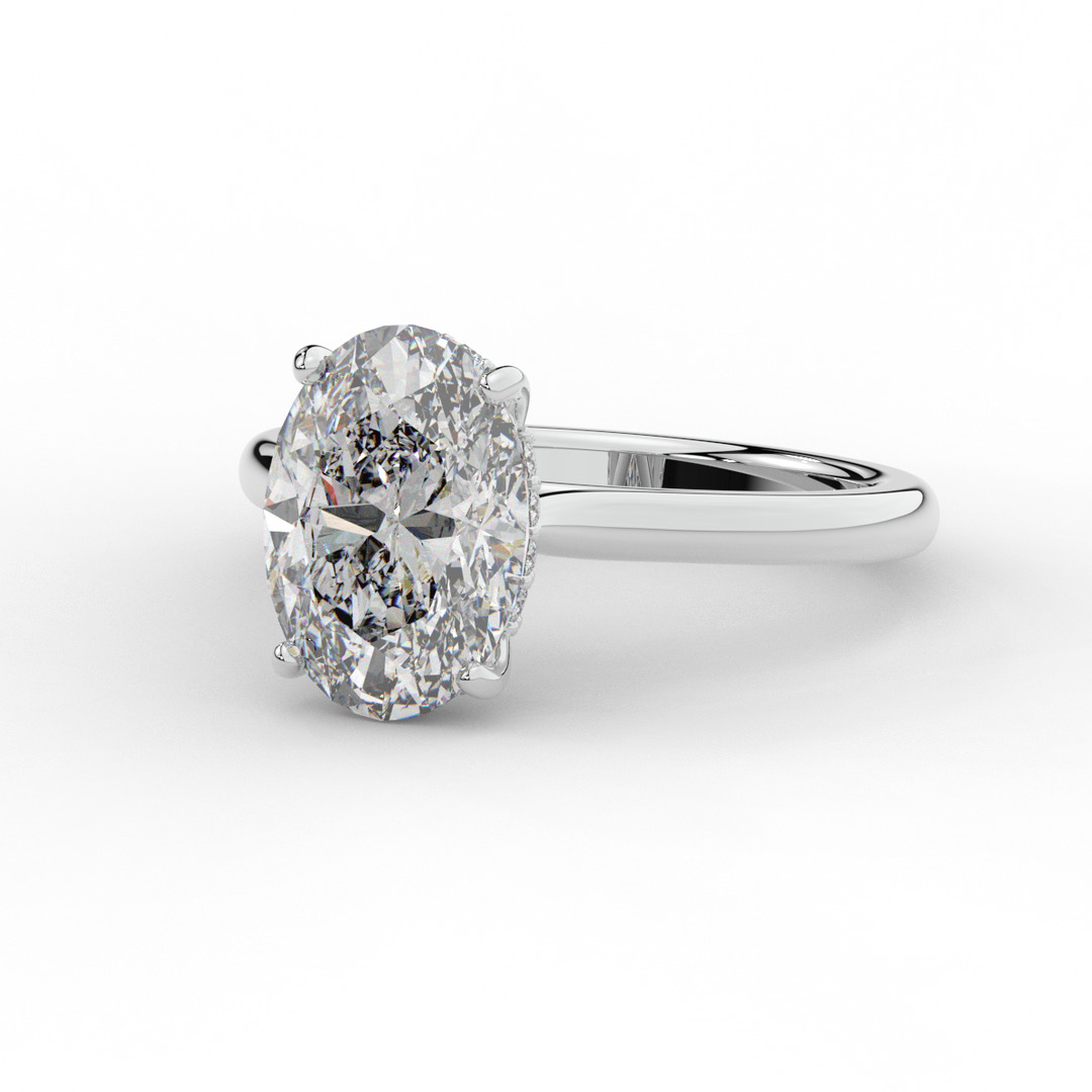 2.05CT.TW OVAL LAB DIAMOND UNDERHALO ENGAGEMENT RING - Nazarelle