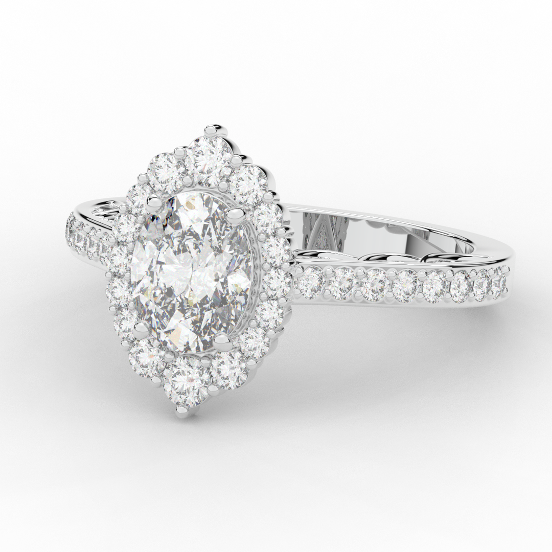 1.75CT.TW OVAL LAB DIAMOND HALO ENGAGEMENT RING - Nazarelle