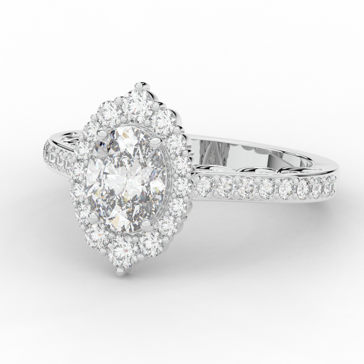 1.75CT.TW OVAL LAB DIAMOND HALO ENGAGEMENT RING - Nazarelle