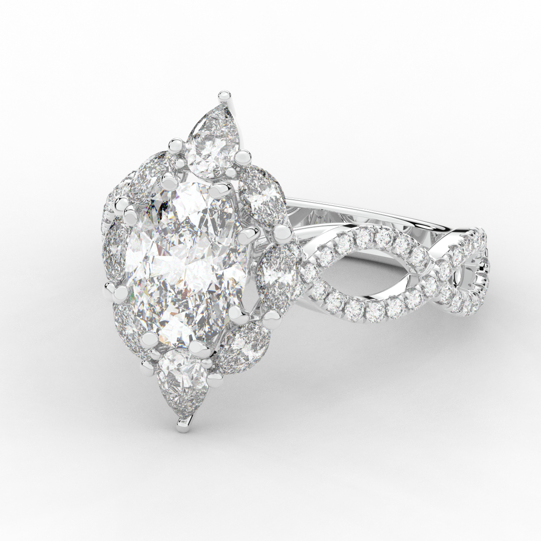 3.00CT.TW OVAL LAB DIAMOND HALO ENGAGEMENT RING - Nazarelle