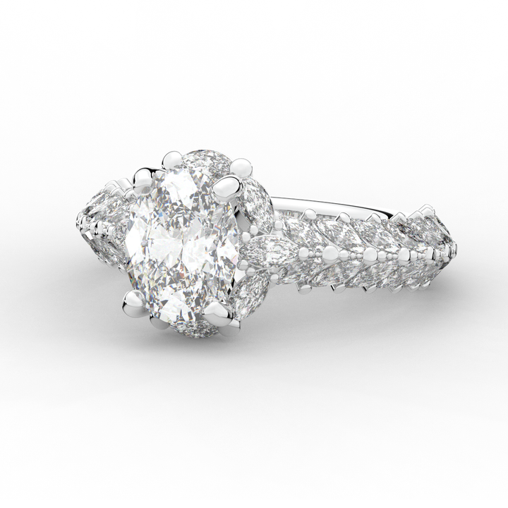3.10CT.TW OVAL LAB DIAMOND HALO ENGAGEMENT RING - Nazarelle