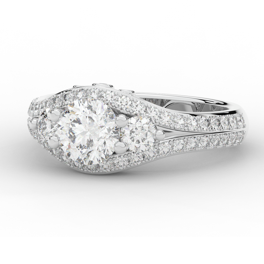 1.90CT.TW ROUND LAB DIAMOND THREE STONE ENGAGEMENT RING - Nazarelle