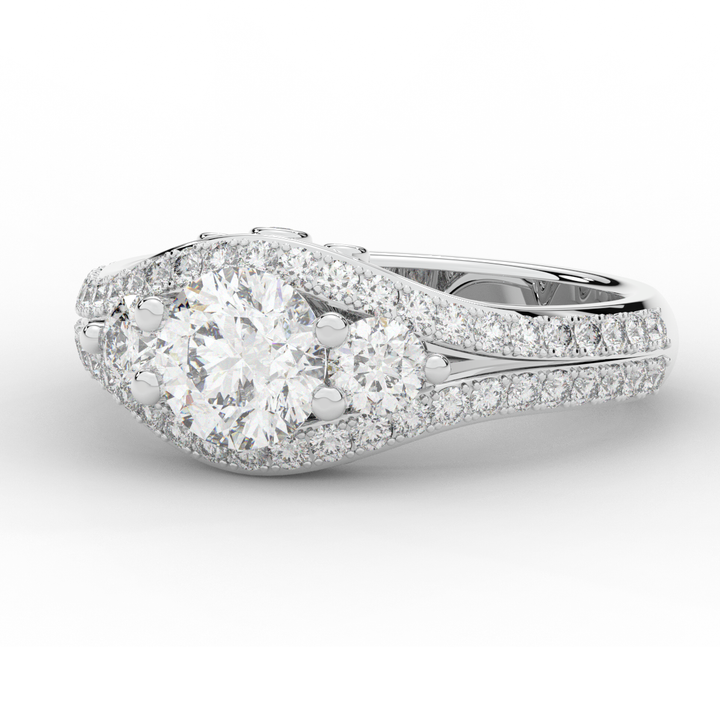 1.90CT.TW ROUND LAB DIAMOND THREE STONE ENGAGEMENT RING - Nazarelle