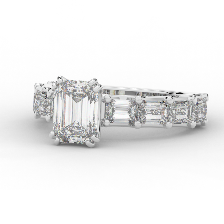 3.75CT.TW EMERALD CUT LAB DIAMOND SOLITAIRE ENGAGEMENT RING