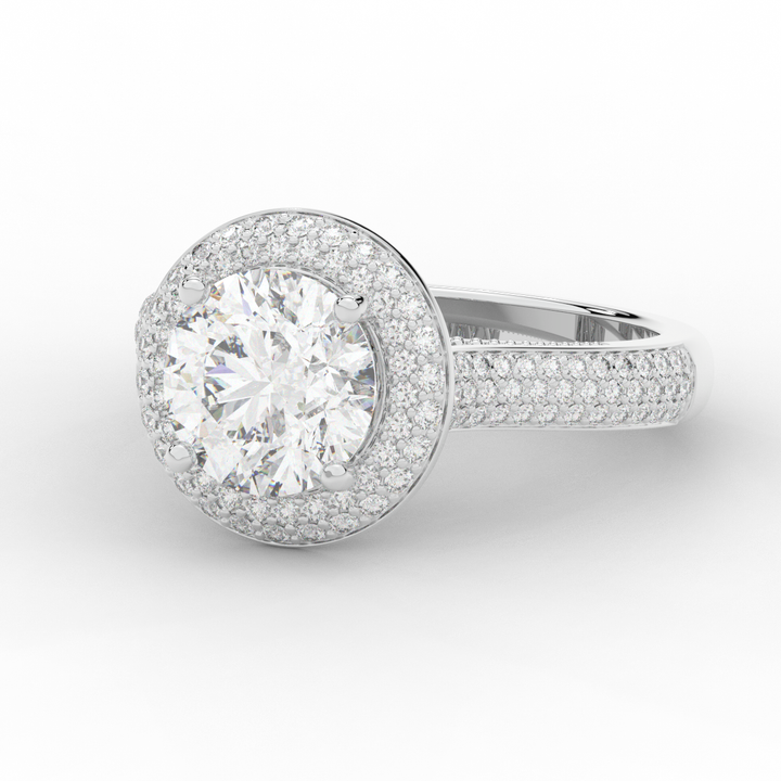 2.45CT.TW ROUND LAB DIAMOND HALO ENGAGEMENT RING - Nazarelle