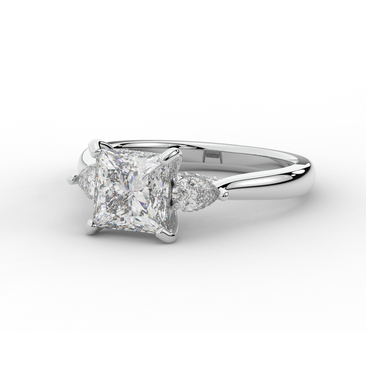 2.40CT.TW PRINCESS LAB DIAMOND 3 STONE ENGAGEMENT RING - Nazarelle
